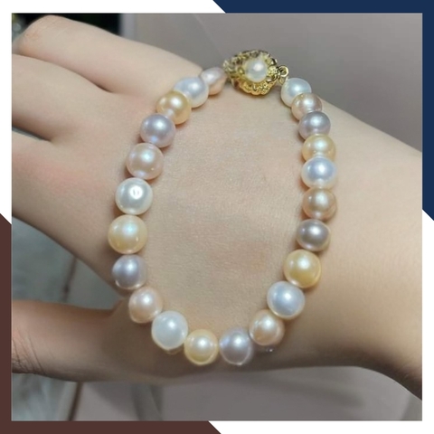 Bộ trang sức ngọc trai tứ quý 4 màu 8–9mm cao cấp – Set vòng cổ, vòng tay & bông tai BTSNT10