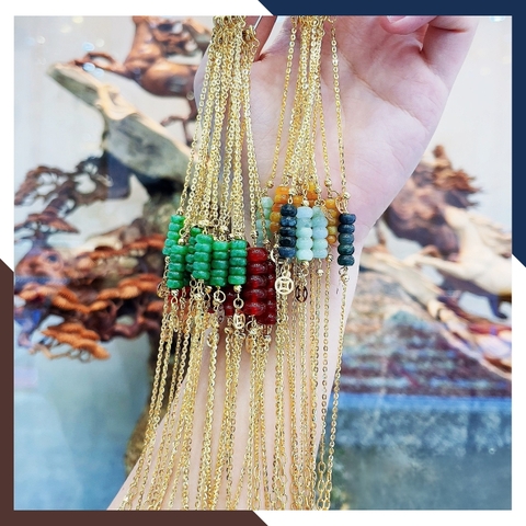 Vòng Tay Ngũ Điếu Đá Phong Thuỷ Phối Dây Vàng Tây 10K Mã LTVN91