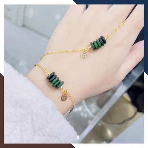 Vòng Tay Ngũ Điếu Đá Phong Thuỷ Phối Dây Vàng Tây 10K Mã LTVN91