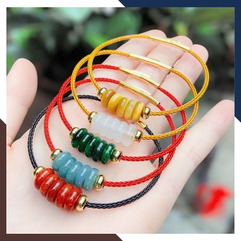 Vòng Tay Ngũ Điếu Đá Tự Nhiên Hợp Mệnh Kim, Mộc, Thủy, Hỏa, Thổ VTDPT39 – Ngũ Phúc Viên Mãn, Đủ Đầy