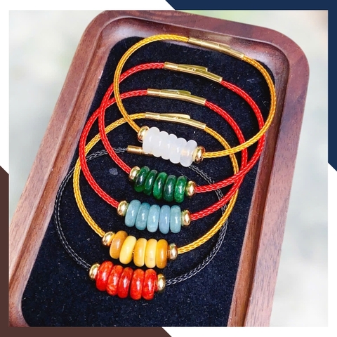 Vòng Tay Ngũ Điếu Đá Tự Nhiên Hợp Mệnh Kim, Mộc, Thủy, Hỏa, Thổ VTDPT39 – Ngũ Phúc Viên Mãn, Đủ Đầy