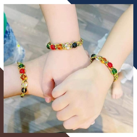 Vòng tay tết hạt đá mã não đa sắc cho nữ mệnh kim, mộc, thủy, hỏa, thổ mã AC025