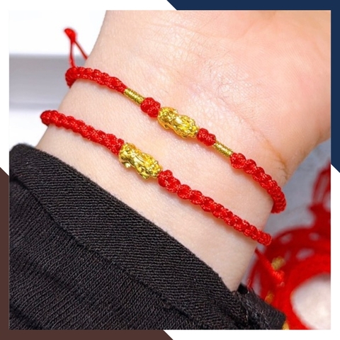 Vòng Tay Tỳ Hưu Vàng 24k 9999 Dây Đỏ Cho Nữ VCHV41
