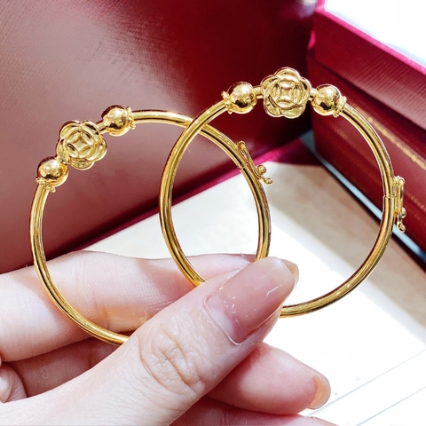 Vòng tay vàng cho bé gái, lắc tay trẻ em mix bi và charm vàng tây 10k mã TL95