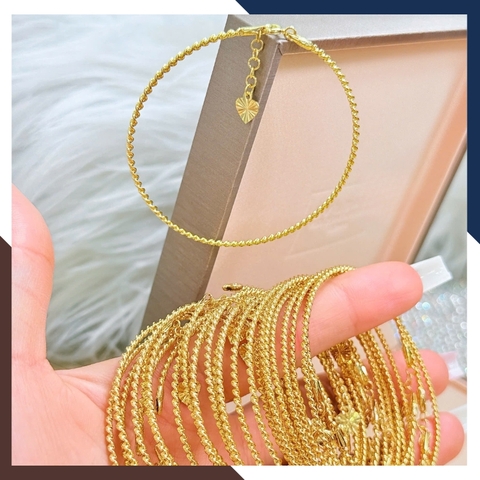 Vòng Tay Vàng Nữ 10k Kiểu Xoắn Mềm LTVN197 - Thanh Mảnh, Duyên Dáng & Nữ Tính