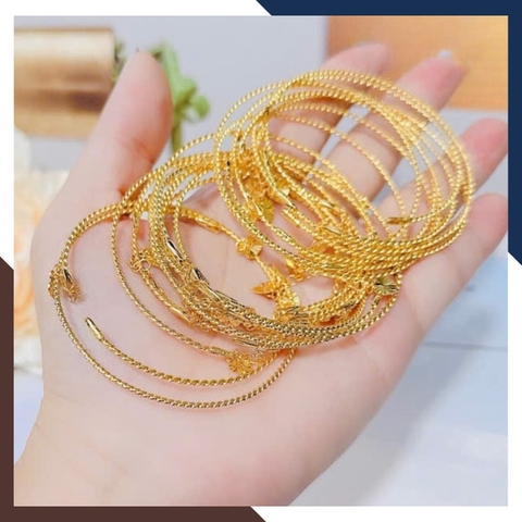 Vòng Tay Vàng Nữ 10k Kiểu Xoắn Mềm LTVN197 - Thanh Mảnh, Duyên Dáng & Nữ Tính