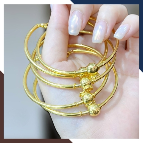 Vòng tay vàng nữ 10k mix charm túi tiền LTVN216 – Thu hút tài lộc, sang trọng và tinh tế