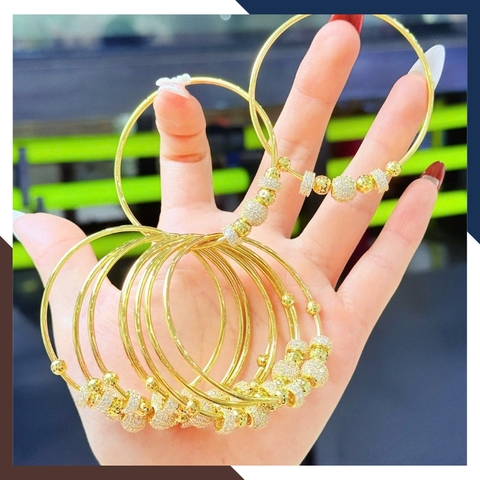 Vòng tay vàng nữ 10k phối bi LTVN212 – Sang trọng tinh tế, tôn da và dễ phối đồ