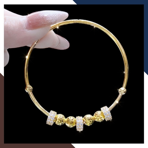 Kiềng tay vàng tây nữ 10k 1 chỉ mix bi 2 màu mã TL134