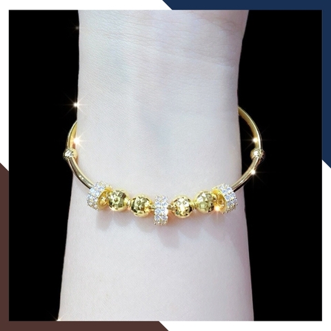 Kiềng tay vàng tây nữ 10k 1 chỉ mix bi 2 màu mã TL134