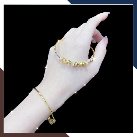 Kiềng tay vàng tây nữ 10k 1 chỉ mix bi 2 màu mã TL134