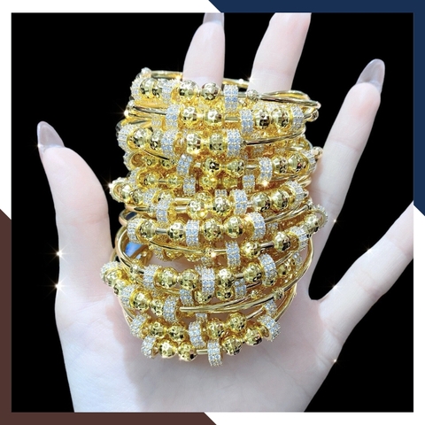 Kiềng tay vàng tây nữ 10k 1 chỉ mix bi 2 màu mã TL134