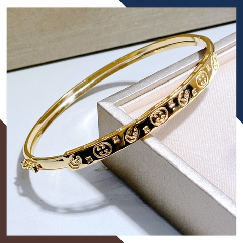 Vòng tay vàng nữ trơn bản vuông, lắc tay kiềng cứng 1.6 chỉ vàng tây 10k khắc hoa văn cho nữ đẹp mã TL164