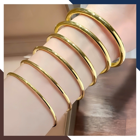 Vòng Tay Vàng Trơn 10K Bản Nhỏ 2mm LTVN188 – Thanh Mảnh & Sang Trọng