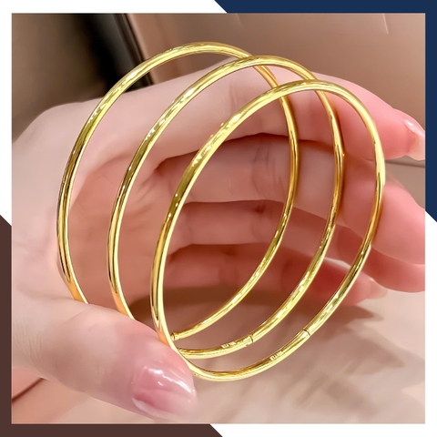 Vòng Tay Vàng Trơn 10K Bản Nhỏ 2mm LTVN188 – Thanh Mảnh & Sang Trọng