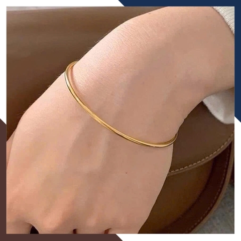Vòng Tay Vàng Trơn 10K Bản Nhỏ 2mm LTVN188 – Thanh Mảnh & Sang Trọng