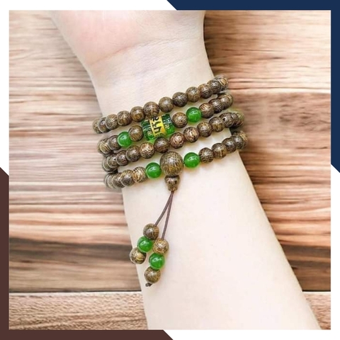 Vòng trầm hương 108 hạt 6 ly mix lu thống omani xanh đỏ đen trắng vàng cho nữ mệnh kim mộc thủy hỏa thổ mã AC60