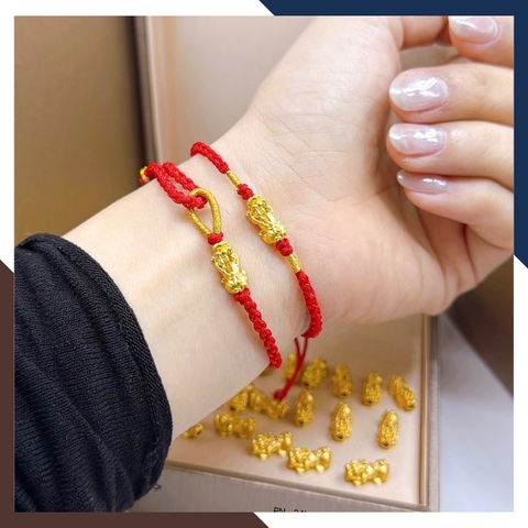 Vòng Tỳ Hưu Vàng 24k 9999 Phối Dây Chỉ Đỏ Cho Nữ VCHV70 | Mẫu Mới