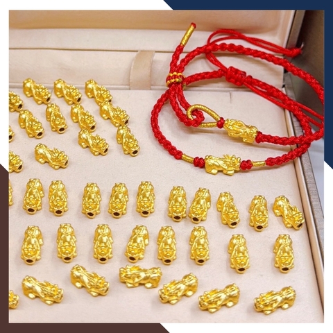 Vòng Tỳ Hưu Vàng 24k 9999 Phối Dây Chỉ Đỏ Cho Nữ VCHV70 | Mẫu Mới