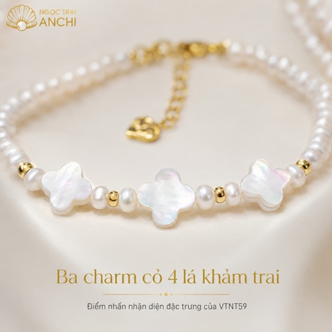 Vòng Tay Ngọc Trai Charm Bướm VTNT60 Bạc 925 Mạ Vàng – Ngọc Trai Tự Nhiên Thanh Lịch Cho Nữ
