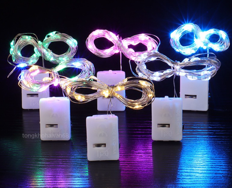 Dây Led Bin 2k/cái  Nhiều Màu -dài 1m - 10 bóng - 3 Chế Độ Sáng - 2 Loại 1 Màu và Nhiều Màu