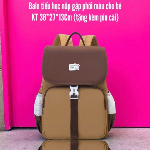 19.14.Balo học sinh phối màu 38*27*13Cm (Shop tặng kèm Pin)