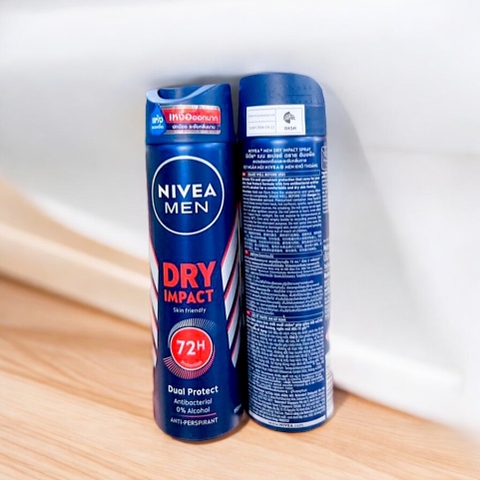 13.11.Xịt khử mùi Nivea Men Dry Impact Skin Friendly 72H 150ml