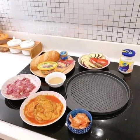 CT7. Chảo gang nướng BBQ 24cm