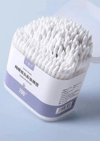 Hộp 200 Tăm Bông Ngoáy Tai 2 Đầu Màu Hồng