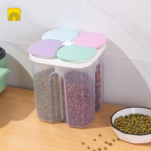 S.4 Hộp đựng ngũ cốc 4 ngăn Hoa 1,5L (15x12x13cm)