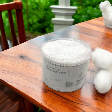 Hộp 500 tăm bông hai đầu thân gỗ tre hai đầu vệ sinh an toàn