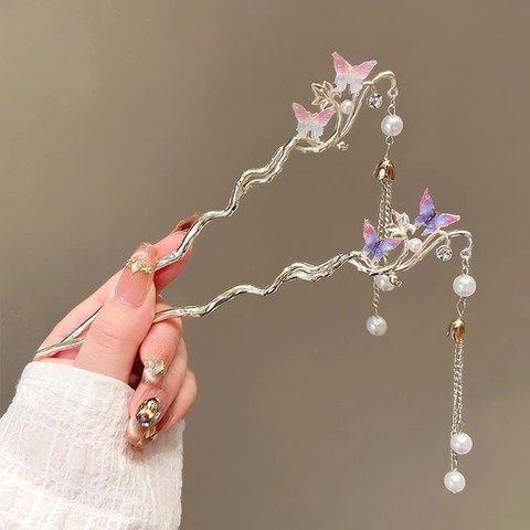 Trâm cài tóc tua rua bướm đôi