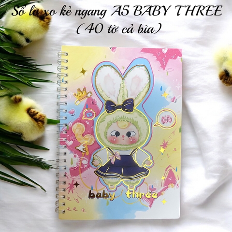 Sổ lò xo kẻ ngang A5 BABY THREE  (40 tờ cả bìa)