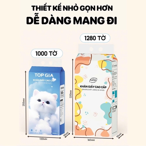 Bịch 1000 tờ khăn giấy rút Top Gia 130x175mm