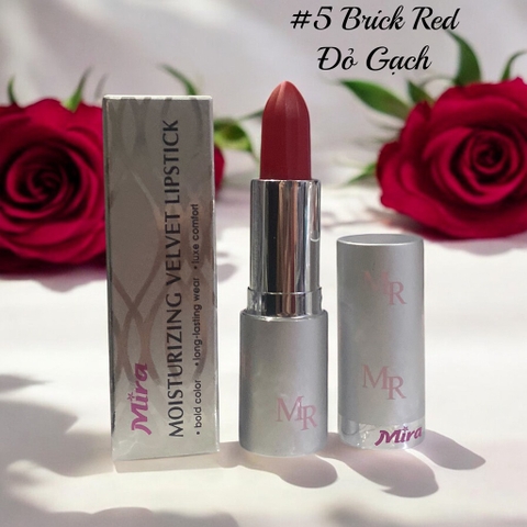 16.3 Son Môi Nhung Lâu Trôi Mira Moistuizing Velvet Lipstick #05 Brick Red 3.5g_Hàn Quốc