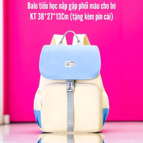 19.14.Balo học sinh phối màu 38*27*13Cm (Shop tặng kèm Pin)