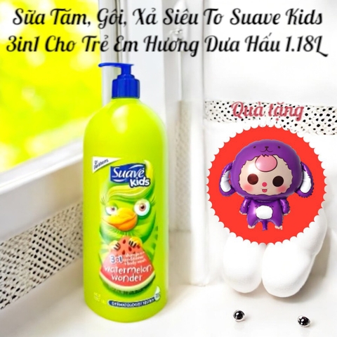 Sữa Tắm Gội Xả Siêu To Hương Dưa Hấu Suave Kids 3in1 Thái Lan 1.18L