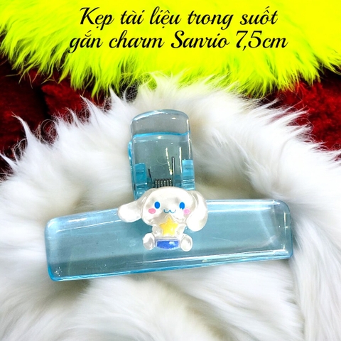 Kẹp tài liệu trong suốt gắn charm Sanrio 7,5cm