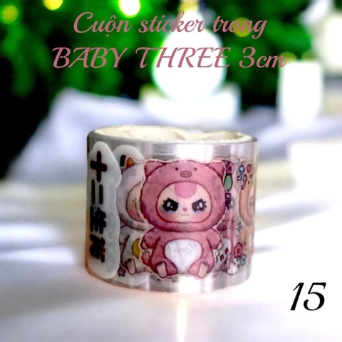 Cuộn sticker trong nhũ BABY THREE 3cm