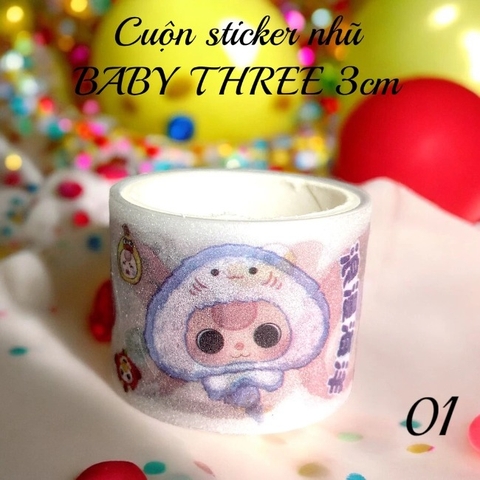Cuộn sticker trong nhũ BABY THREE 3cm