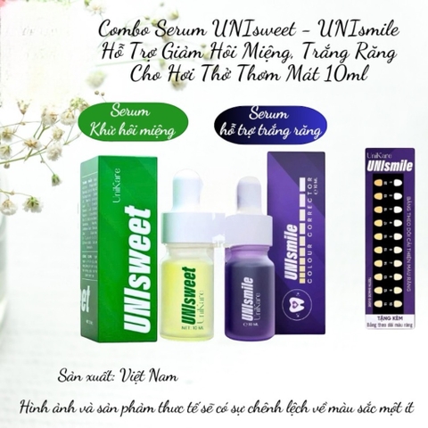 Combo Serum UNIsweet - UNIsmile Hỗ Trợ Giảm Hôi Miệng, Trắng Răng 10ml (45gx2)