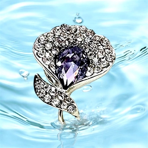 Ghim cài áo đính đá mini hình vỏ sò 2x2cm