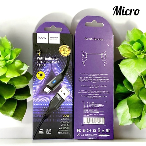 19.17 Cáp sạc nhanh dây dù  Hoco With Indicator Charging Data Gable DUO8