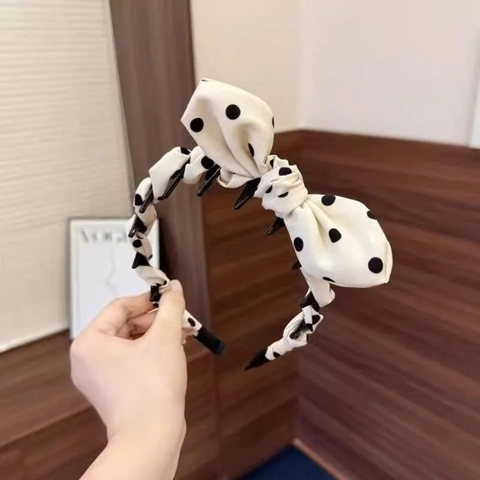 Bờm chấm bi nơ sóng chống trượt phong cách Hàn Quốc