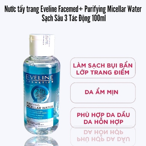 Nước tẩy trang Eveline Facemed+ Hyaluronic Micellar Water 100ml