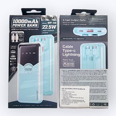 Sạc dự phòng Wekome 22.5W 10000mAH WP-59
