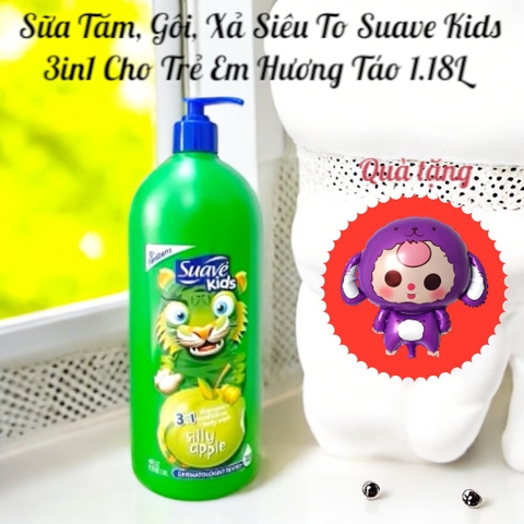 Sữa Tăm, Gôi, Xả Siêu To Suave Kids 3in1 Cho Trẻ Em 1.18L