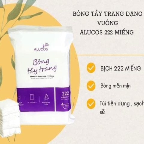 Bịch 222 miếng bông tẩy trang Alucos màu tím