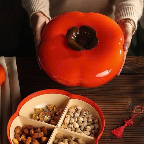 Khay mứt quả hồng 4 ngăn 25x25x8cm