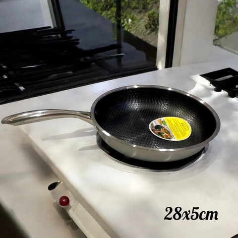 Chảo tổ ong đáy bằng cán dài 28x5cm